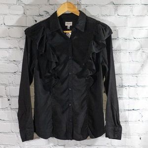 Black ruffle button up